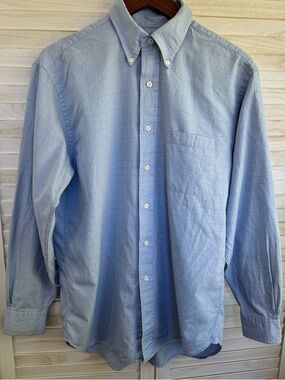 Brooks Brothers Country Club Shirt Mens M Cotton Blue Plaid Button Up